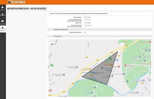 alphatango notification de vol